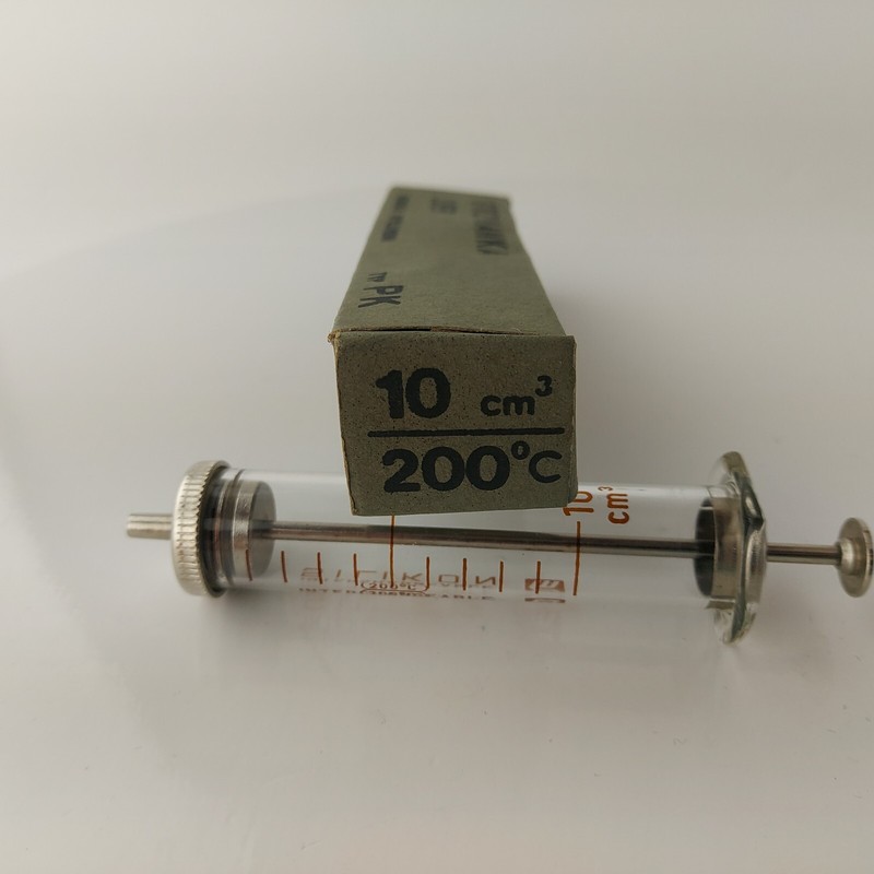 Vintage Glass Syringe 10 ml Interchangeable Silikon Polamed Poland #5678 gallery