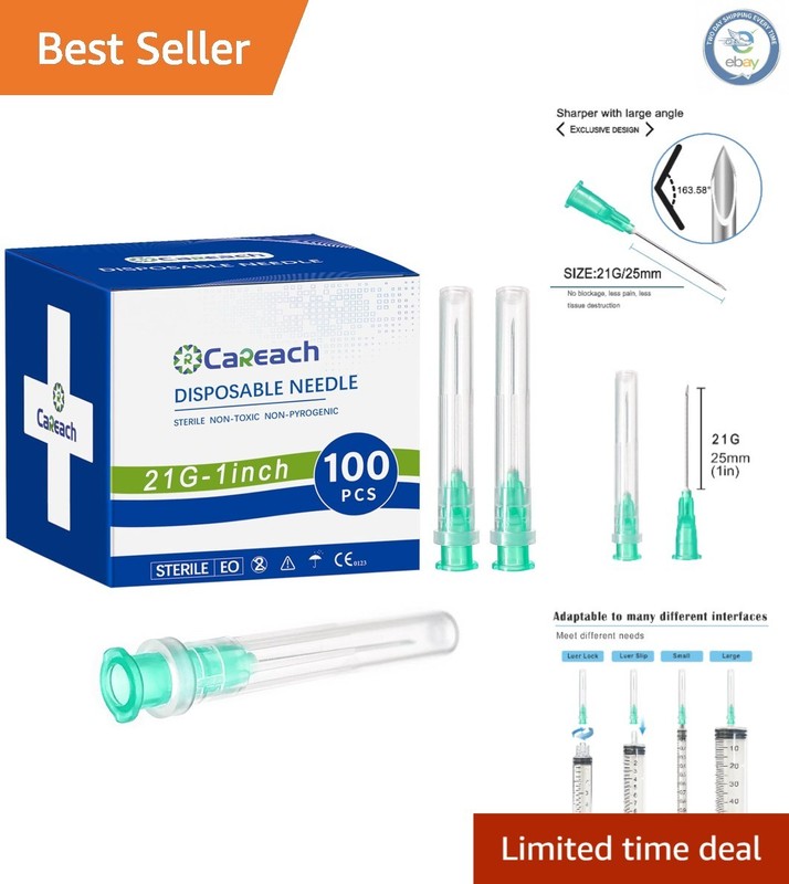 Versatile 21 Ga 1 Inch Stainless Steel Needles – 100pcs for Various Applications
