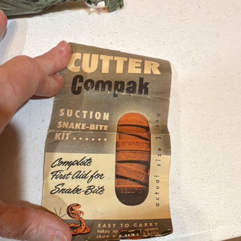 Vintage 1950s/60s First Aid Set: Zipper Pouch & Cutter Snake-Bite Kit Gauze Tape gallery