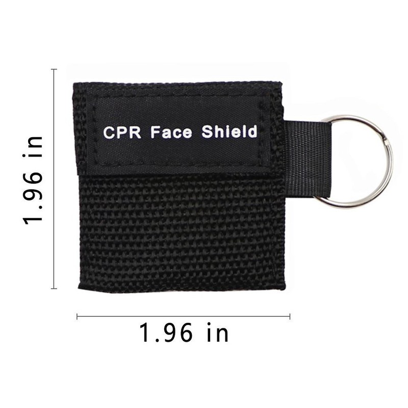 100pcs CPR Face Shield Mask Keyring Emergency 25 Count (Pack of 1), Black-100 gallery