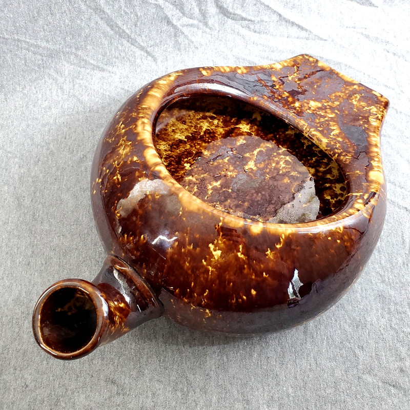 Vintage Marbled Drip Glaze Ceramic Male Urinal Bedpan Jug Medical Chamber Pot