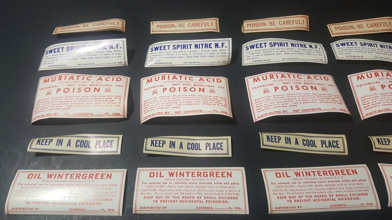 Vintage Apothecary Drug Store Medicine Labels Poison Keep Cool Lot of 25 NOS 1M