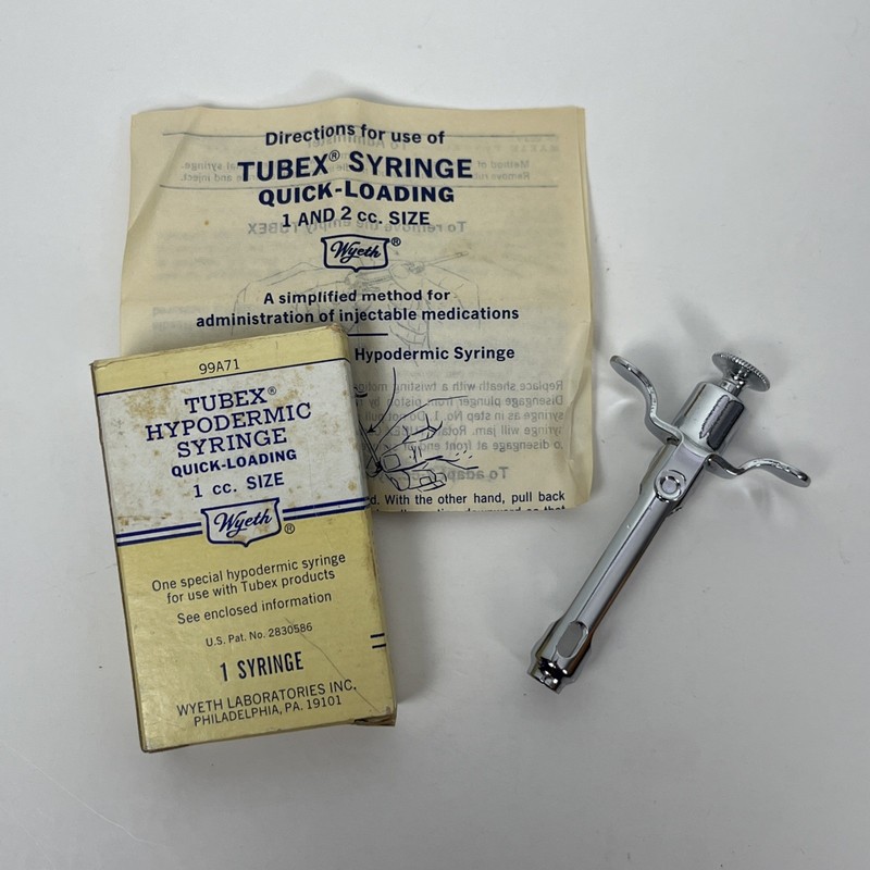 VTG Tubex Hypodermic Medical Syringe Quick-Loading Wyeth Original Box 1 cc Size