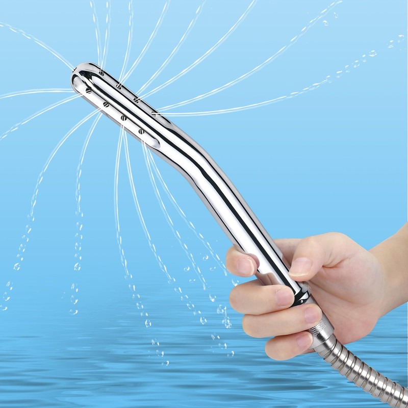 Metal Shower Cleaner Enema Douche System, Handheld Water Nozzle Silver gallery
