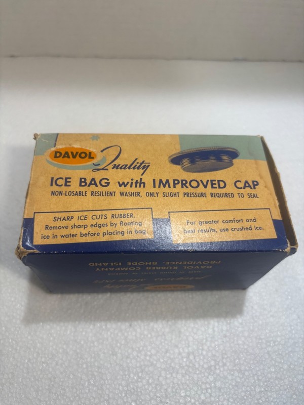 vintage DAVOL quality ICE BAG, with original box, great graphics & colors gallery