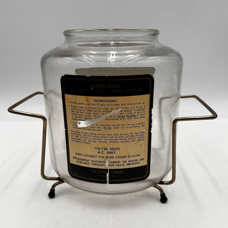 Vtg Devilbiss 143 Vaporizer Humidifier Replacement Glass Jar Stand ONLY MCM OEM gallery