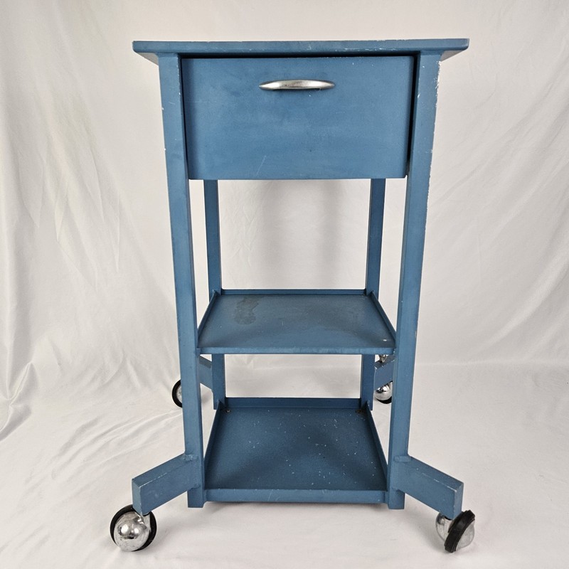 Steel Medical Cart Metal W/ Drawer Rolling Vintage End Table Critikon gallery
