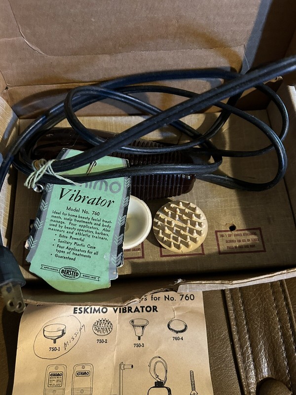 Vtg Eskimo Model 760 Personal Massager Vibrator Bakelite Case W/ Box & Papers