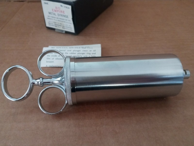 Vintage B-D Empire Reusable Metal Syringe 4 oz Dental Veterinary 478/4 gallery