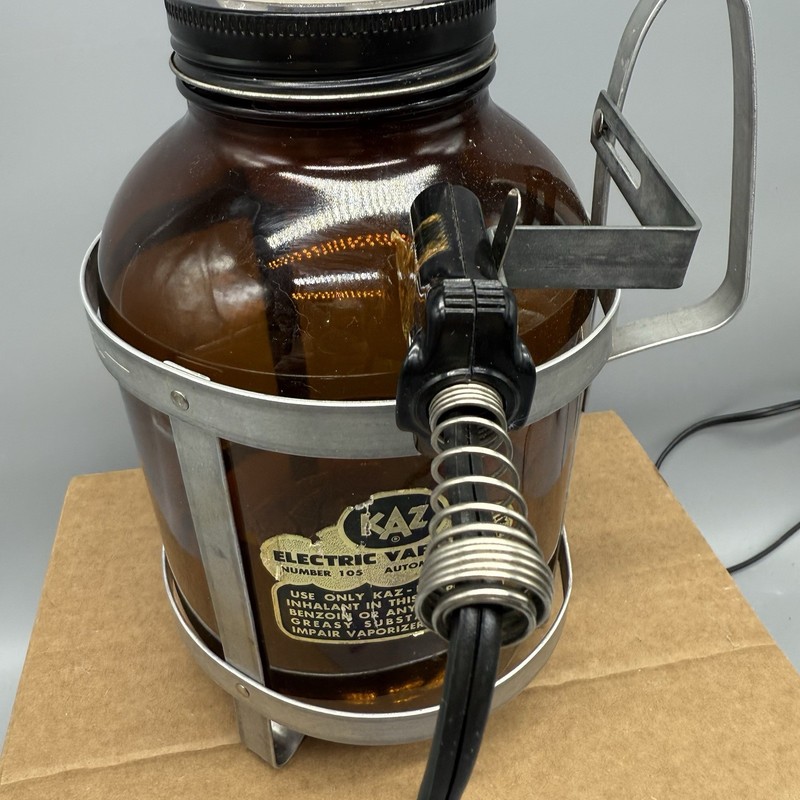 Vintage Kaz Electric Vaporizer No. 105 Tested Works Brown Glass Crackle Bottom gallery