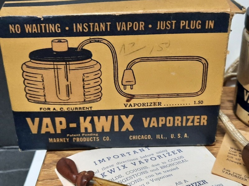 Vintage Vap-Kwix Electric Vaporizer Jar Original Box Medical Ephemera MCM gallery