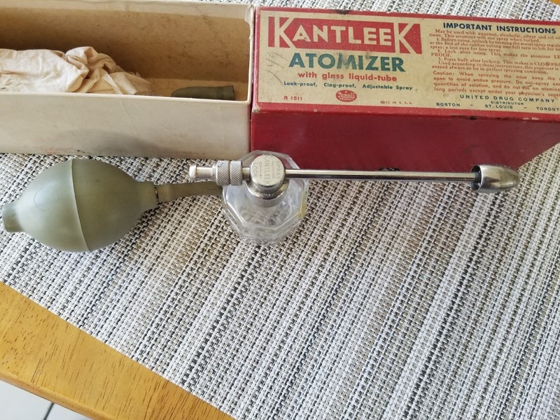 Vintage Rexall Kantleek Glass Atomizer W Original Box Medical Perfume gallery