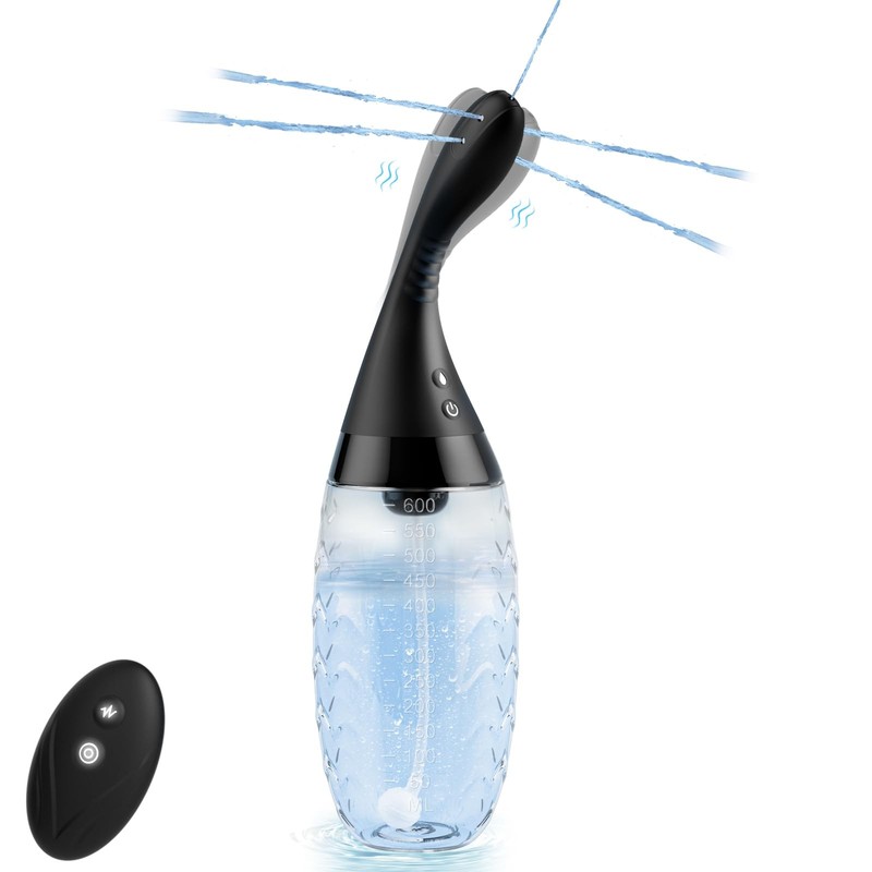 Automatic Anal Douche Enema Kit - 20oz Electric Black & Transparent