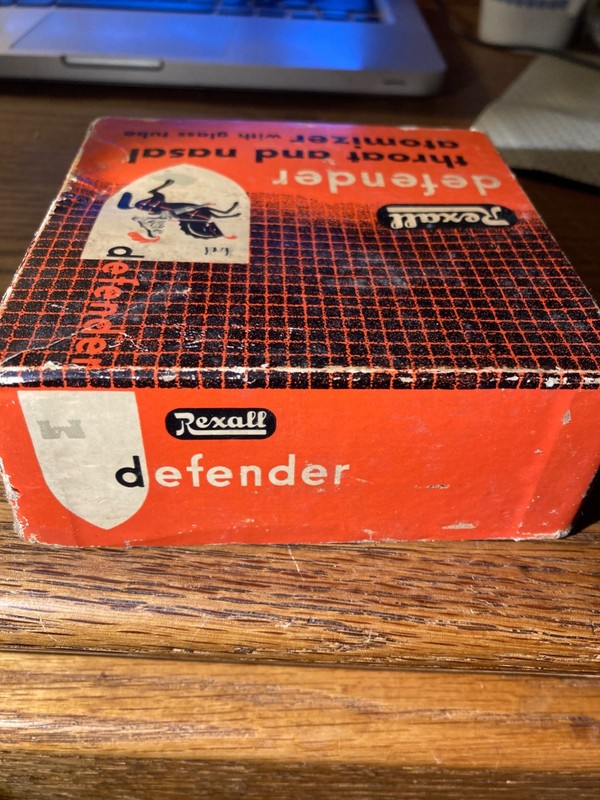 Rexall Defender Throat and Nasal Atomizer Spray Glass Bottle R-1542 Vintage gallery
