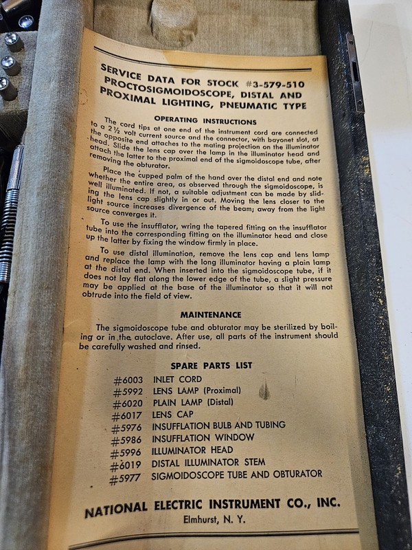 US military Vintage National precision instrument makers Proctosigmoidoscope gallery