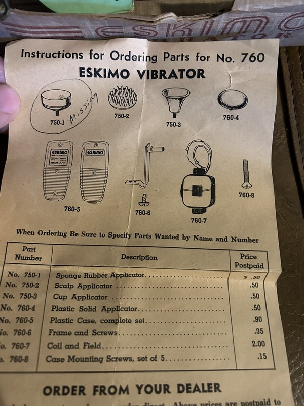 Vtg Eskimo Model 760 Personal Massager Vibrator Bakelite Case W/ Box & Papers gallery