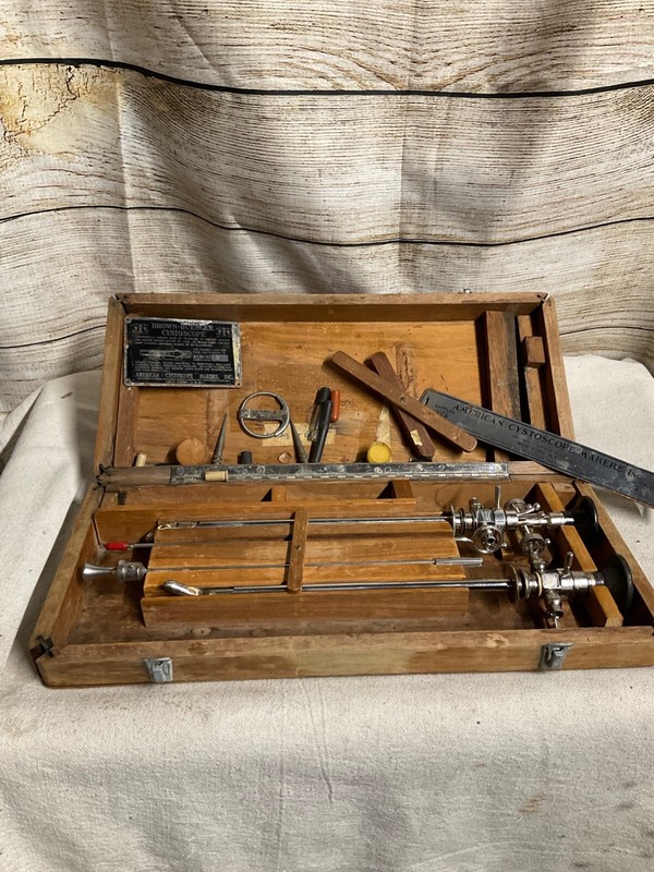 brown-buerger cystoscope vintage medical device early construction and attachmen
