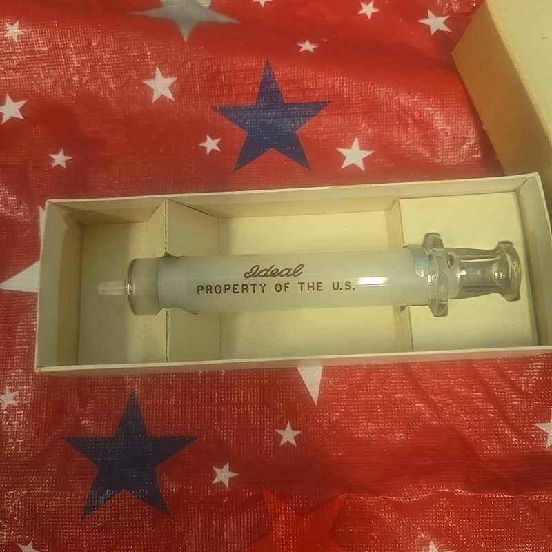 Vintage Medical Equipment Glass 10 cc Syringe Luer, Rutherford NJ 1960's Surplus gallery