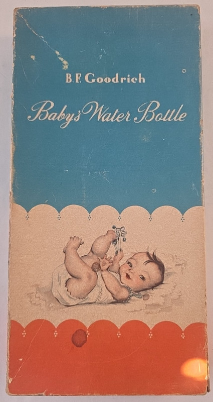 Vintage 1950’s BF Goodrich Hot Water Bottle Model #1060 with Box for Baby 9×4.5″