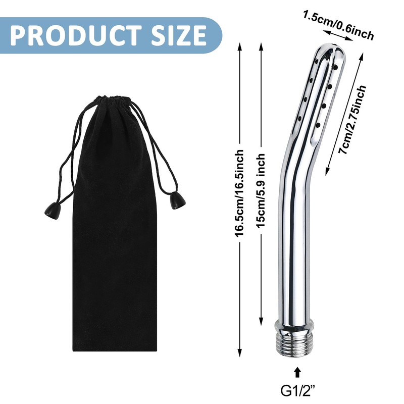 Metal Shower Cleaner Enema Douche System, Handheld Water Nozzle Silver gallery