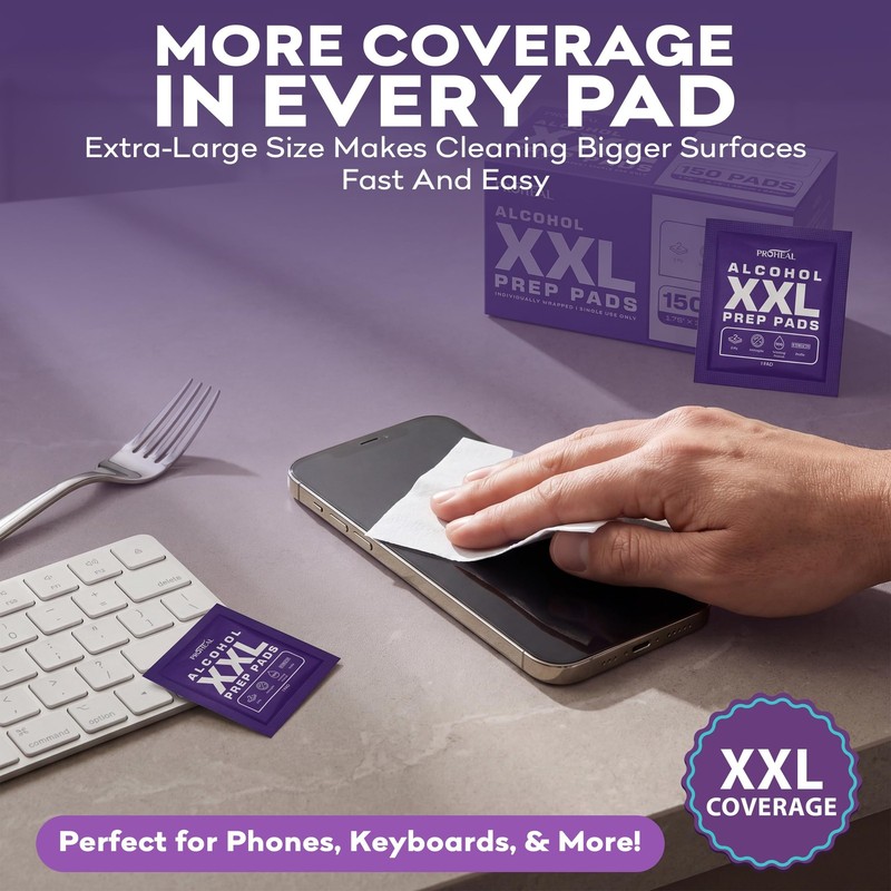 XXL Sterile Alcohol Prep Pads 150 Count - 70% Isopropyl Alcohol Wipes, Indivi... gallery