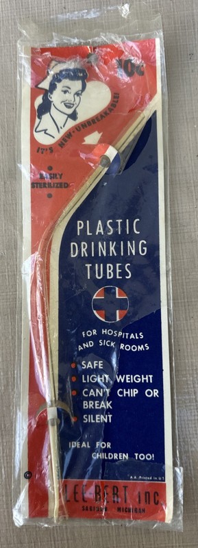 Hospital Plastic Drinking Tube Original 1950’s Package, Lee Bert Inc. Saginaw MI