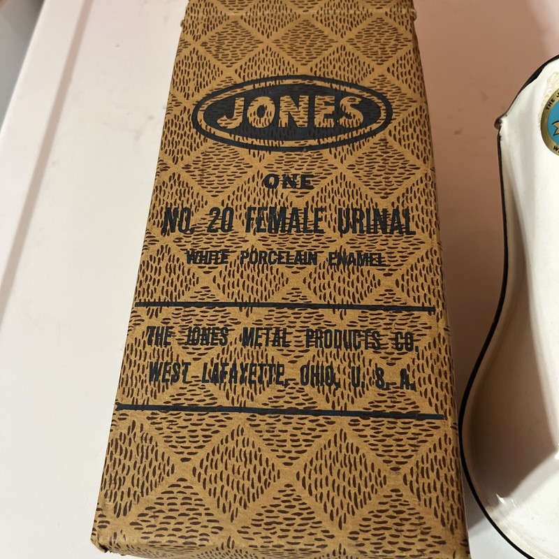 Vintage Female Urinal Jones No.20 White Porcelain Enamel In The Box. gallery