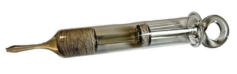 LARGE Antique Victorian Glass Medical Syringe w/ Original Twine Piston 1890s 12″