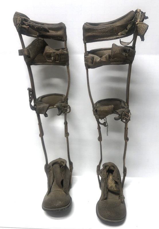 PAIR OF ANTIQUE TODDLER POLIO LEG BRACES - SUPER CREEPY FOR HALLOWEEN!!!