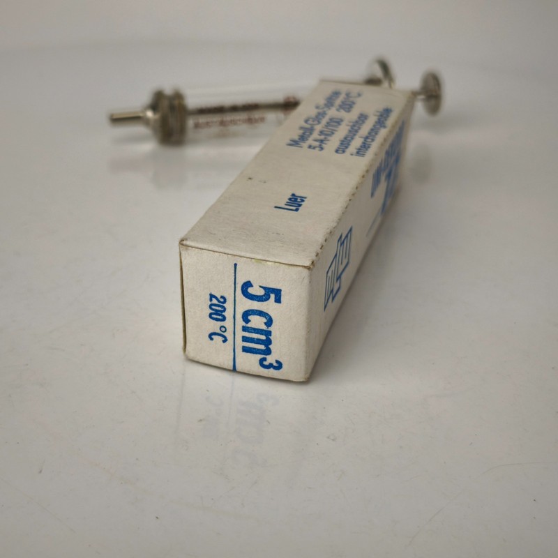 Vintage Glass Syringe 5 cc MLW Injecta Steinach Uni - Record 77 Germany #6087 gallery