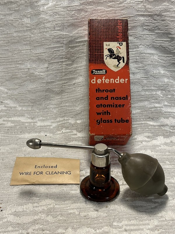 Rexall Defender Throat and Nasal Atomizer Original Box, Directions U.S.A. – 5214