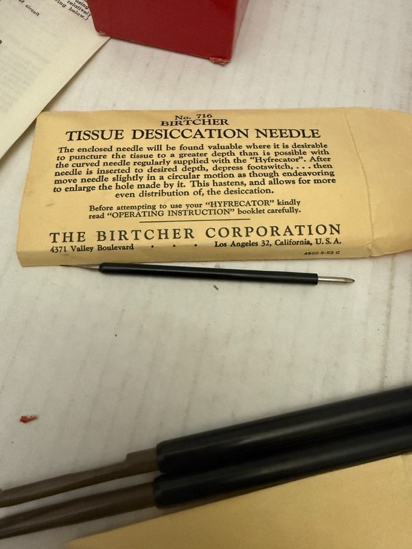 Vintage Birtcher Hyfrecator Electrodes and Bi-Active Coagulation Set With Box gallery