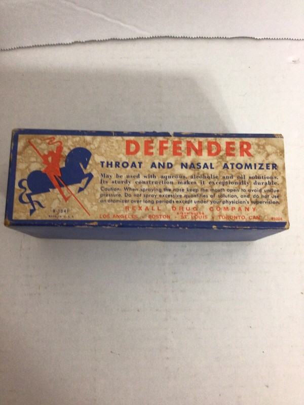 Vintage Rexall Drug Company, Defender Throat & Nasal Atomizer, R-1541