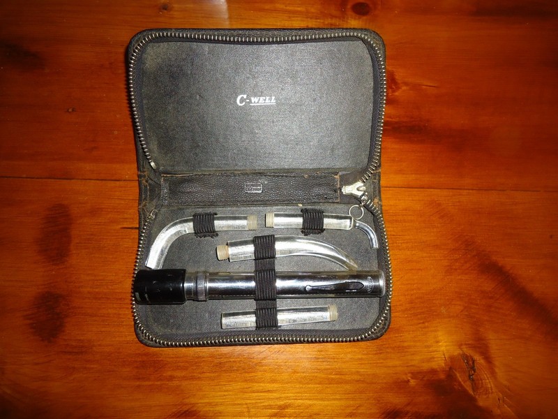 Antique C-WELL RAY O VAC Doctors Kit W/Leather Case (EENT?) Untested