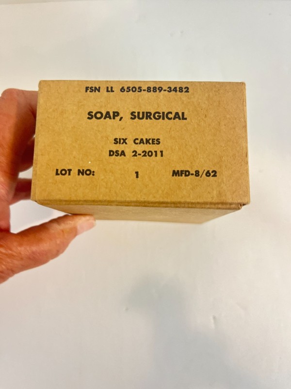 Vintage U.S. Military Surgical Soap August 1962 LOT 1 5/6 bars Not for use gallery