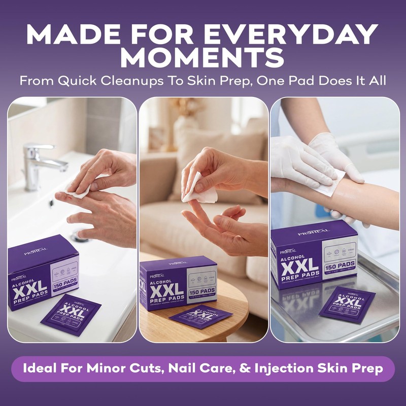 XXL Sterile Alcohol Prep Pads 150 Count - 70% Isopropyl Alcohol Wipes, Indivi... gallery