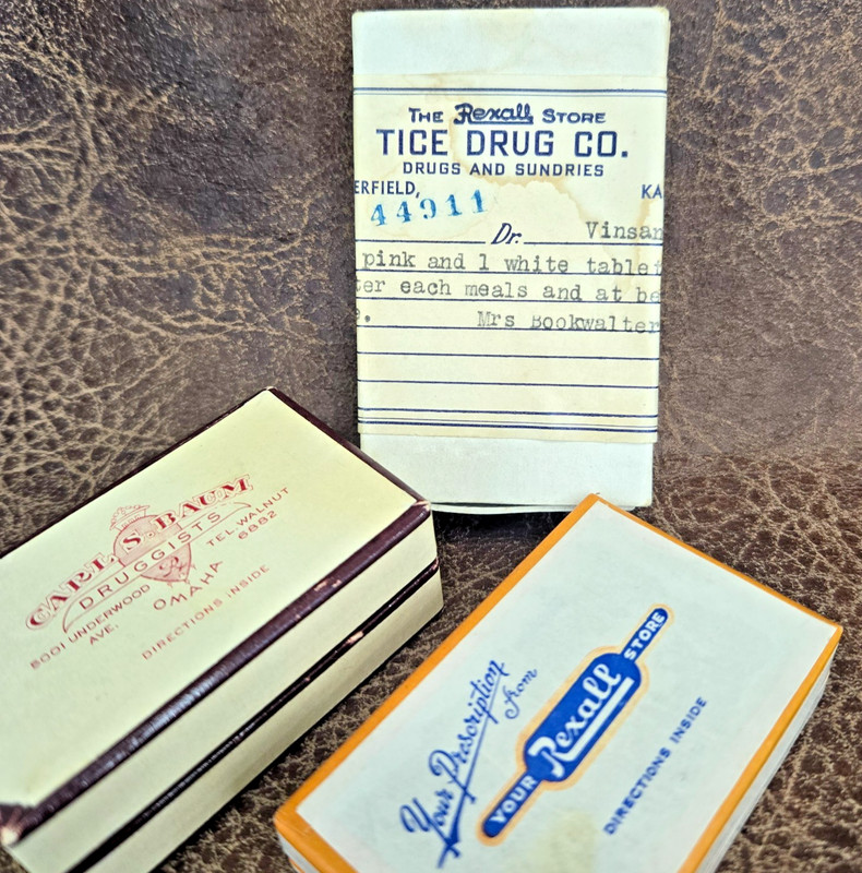 VINTAGE - Rx boxes - circa 1954 - Lot of 3 - Narcotic Collectible - Rexall Drug gallery
