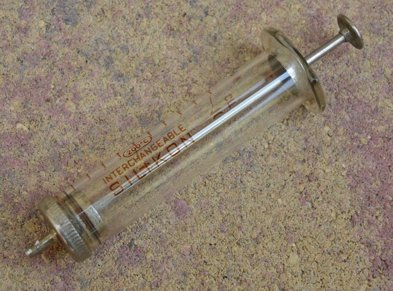 Vintage Old Medic glass syringe Interchangeable Silikon Polamed Poland Original