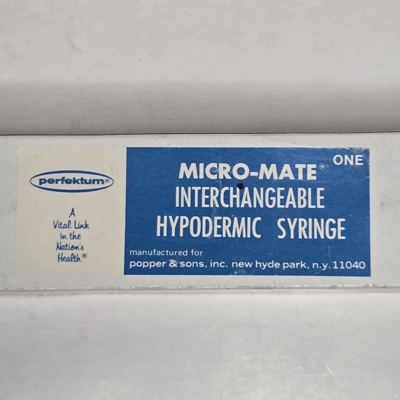 Vintage Glass Perfektum Micro-Mate Interchangeable 50cc Hypodermic Syringe + Box gallery