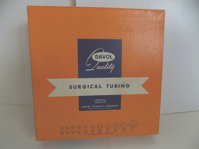 Vintage "Davol Quality Surgical Tubing" Cardboard Box...Davol Rubber Company