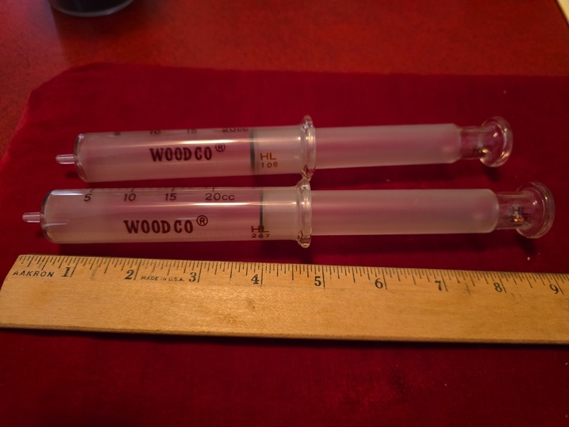 Wood instrument Co. VINTAGE Hypodermic Syringe 20cc GLASS