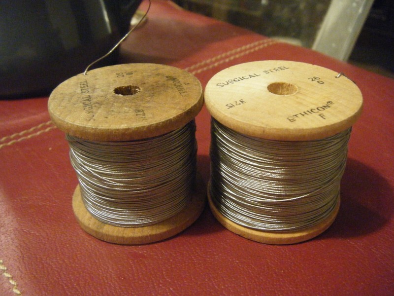 Vtg 2 wood spool 26 Gauge Stainless Steel Surgical Wire- 3oz. Spool (4-26) DWWC gallery
