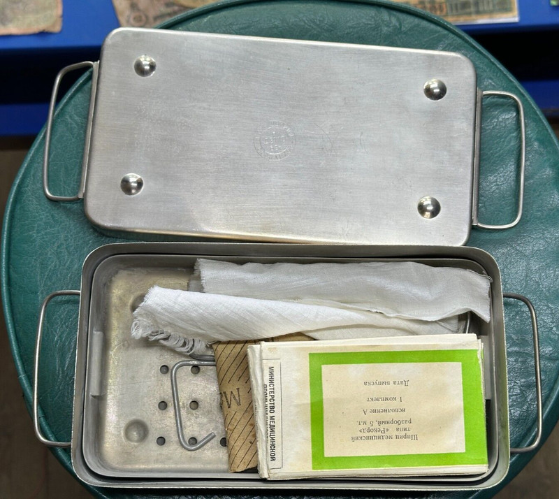 RUSSIA Medical Sterilizer Box Stainless Steel 1962 Soviet USSR glass syringes