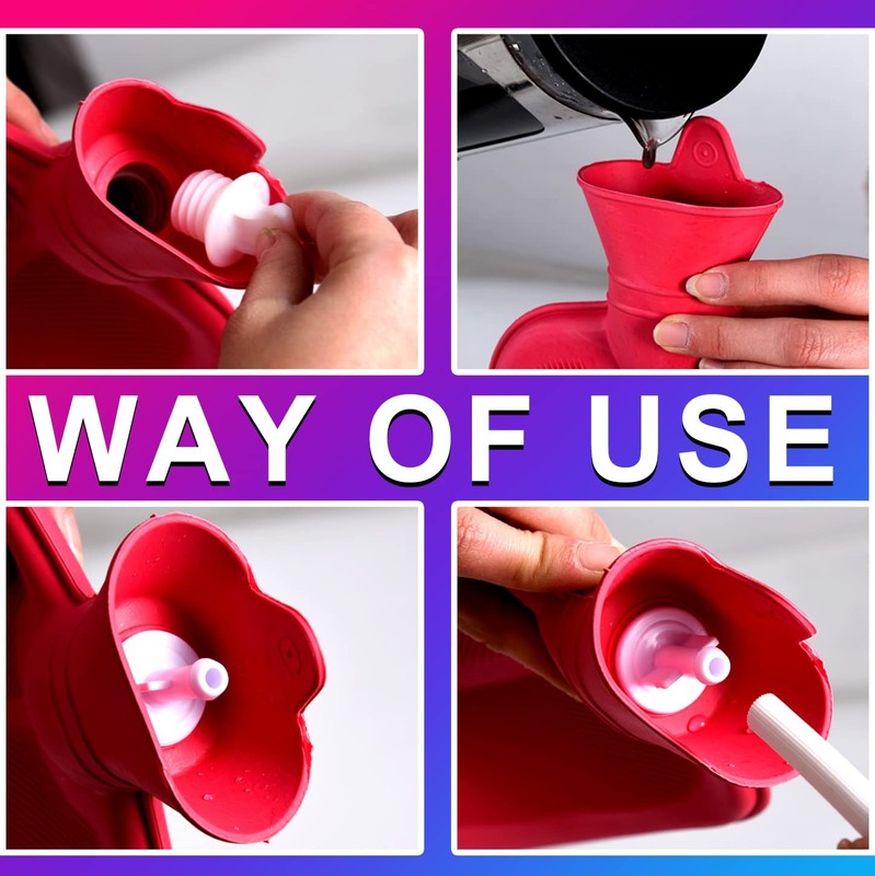 2L Home Enema Bag Kit with 2 Tips, 60 Inch Silicone Hose, Red, Red gallery