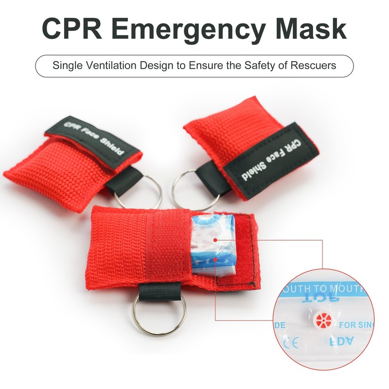 50 Packs CPR Pocket Mask, Face Shield for Keychain, One-Way CPR... gallery