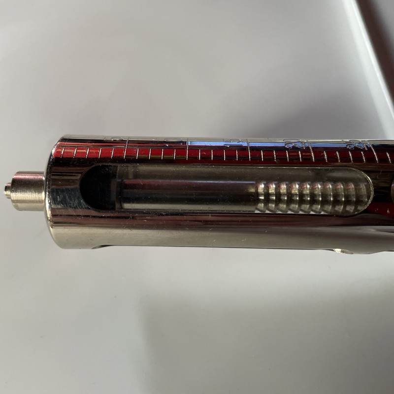 Vintage Metal syringe glass vial 50cc. Incomplete. gallery