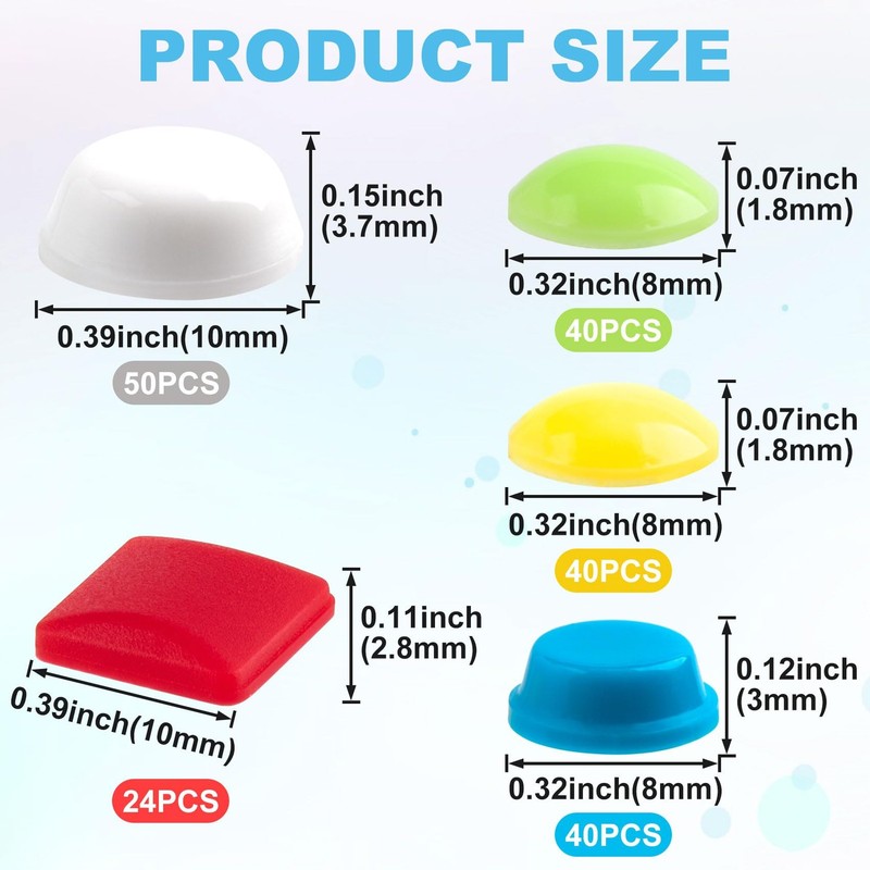 STSTR 194PCS Bump Dots for Visually Impaired, Yellow, Green, Red, Blue, White gallery