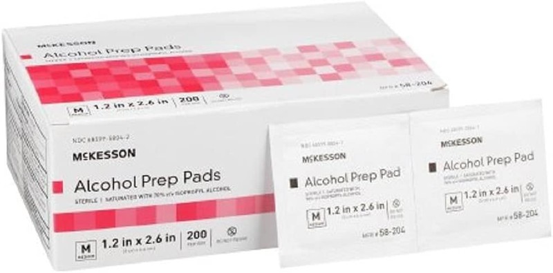 McKesson Alcohol Prep Pads, Sterile, Individual Packet, Medium, 200 Count, 1…