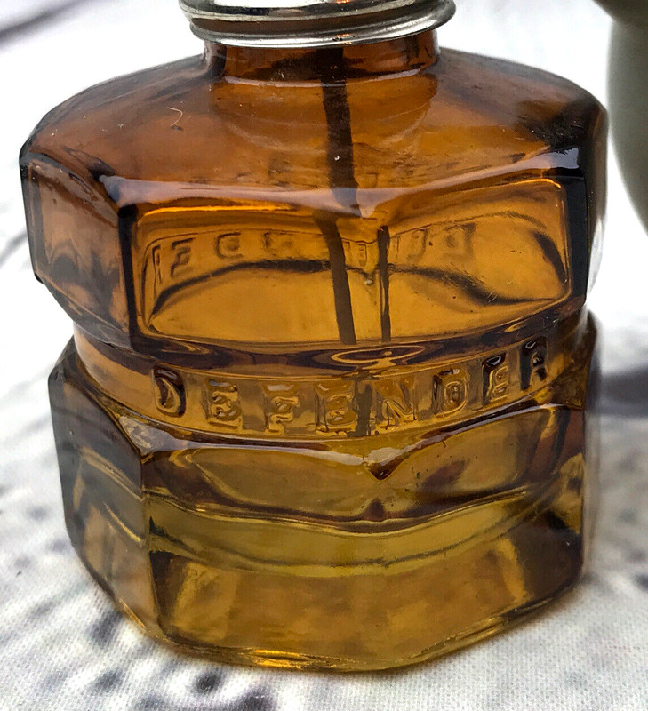 Vtg Rexall Drugstore Defender Throat & Nasal Amber Glass Bottle Atomizer Empty gallery