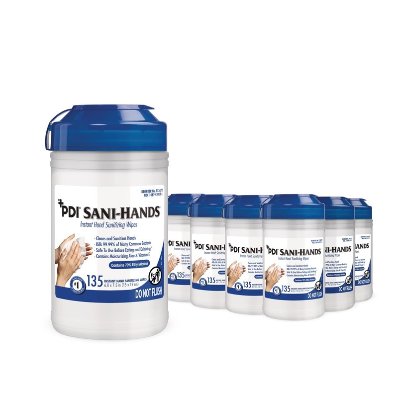 PDI Healthcare P13472 Sani-Hands Instant Hand Sanitizing Wipes, Medium, 6 x